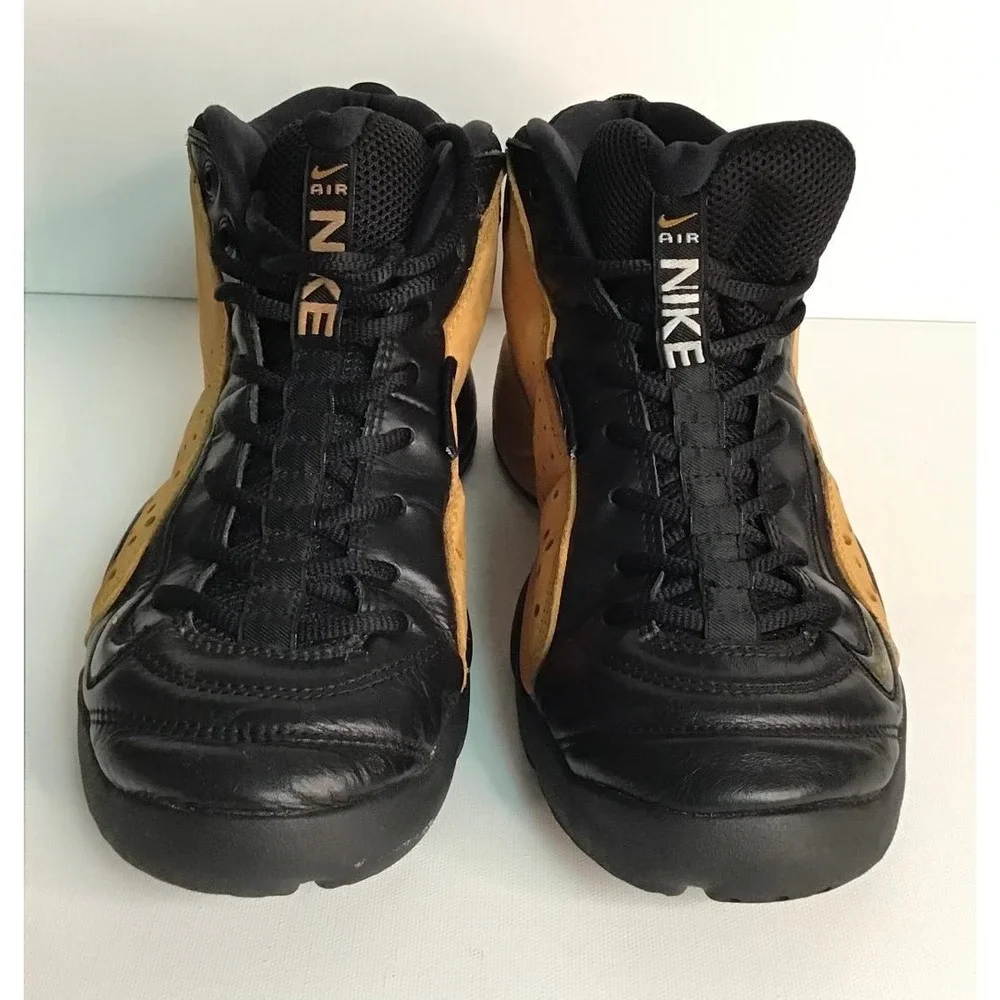 Nike Air Team Dime Mens Basketball Shoes Size 9M Black Tan Mid Top Vintage Retro